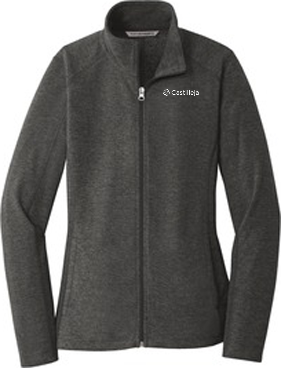Port Authority Ladies Heather Microfleece Full-Zip Jacket, Black