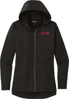 Sport-Tek Women's Hooded Soft Shell Jacket, Deep Black