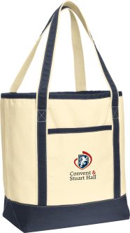 CONVENT & STUART HALL - Port Authority Large Cotton Canvas Tote-Natural/Navy