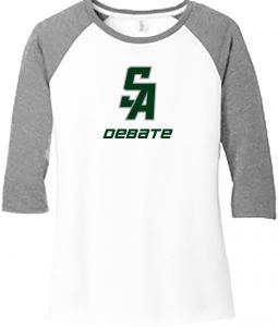 District Ladies 3/4-Sleeve Raglan, Grey Frost/ White