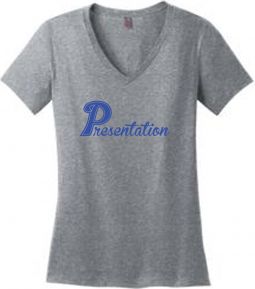 Ladies Perfect Weight V-Neck Tee, Heathered Nickel