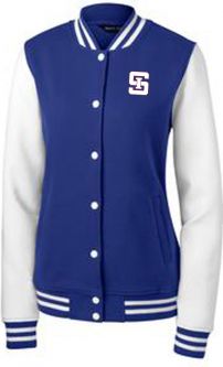 Sport-Tek Ladies Fleece Letterman Jacket, Royal/White