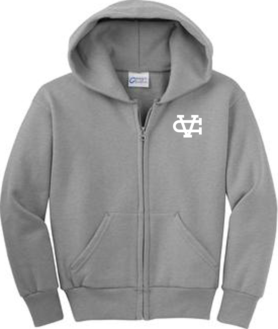 Youth Full-Zip Hooded Sweatshirt, Athletic Heather: sportpacks.com