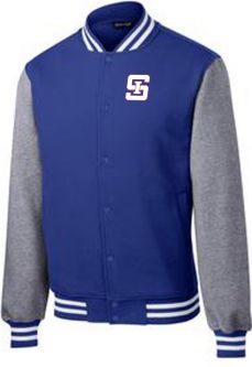 Sport-Tek Fleece Letterman Jacket, Royal/White